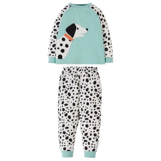 Pyjamas Frugi Jamie Jim Jams Pyjama set Spring Mint and Dalmatian Dog